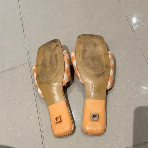 Mango Checkered Orange Slide Sandals - Picture 3 of 3